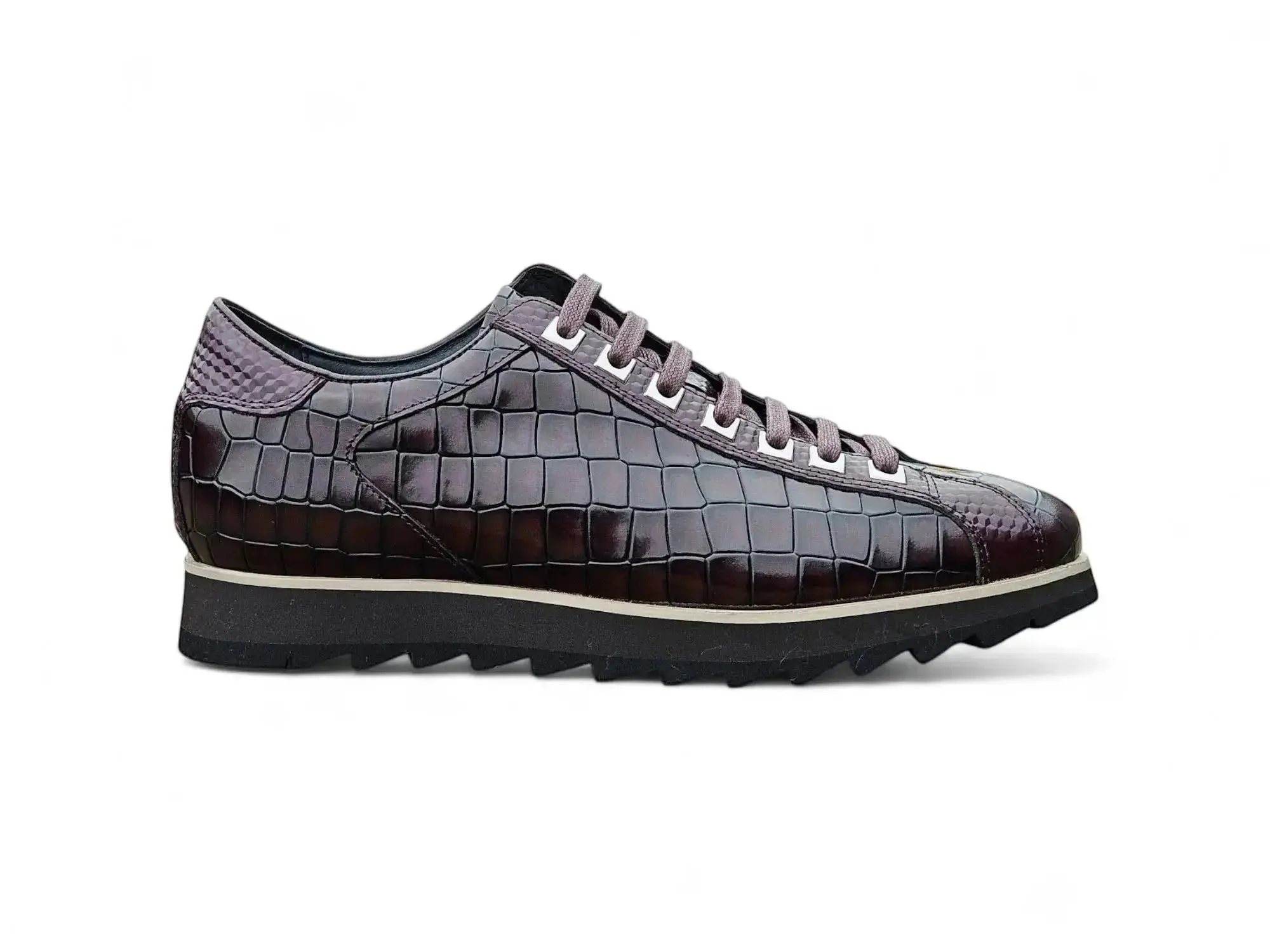 Crocodile Embossed Leather Sneaker - Image 6