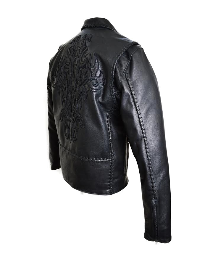 Kashani Excalibur Stingray/Calf/Gator Leather Biker Jacket - Image 7