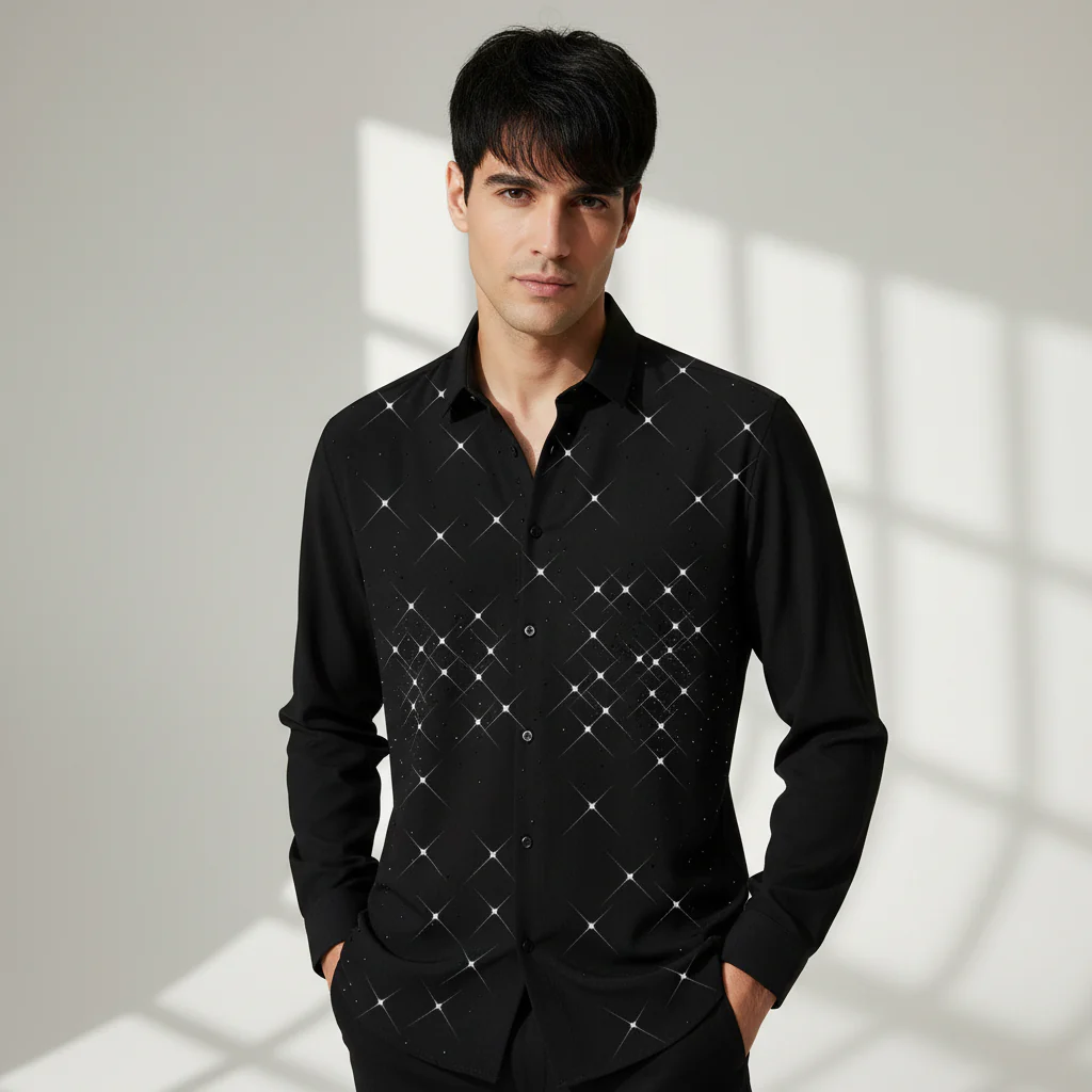 Dazzling Dapper Button-Up Shirt BLACK/BLACK - Image 2