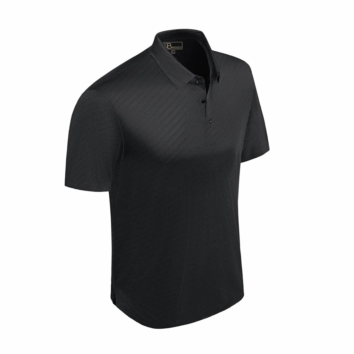 Diagonal Texture Stitchless Men's Polo Black - Image 2