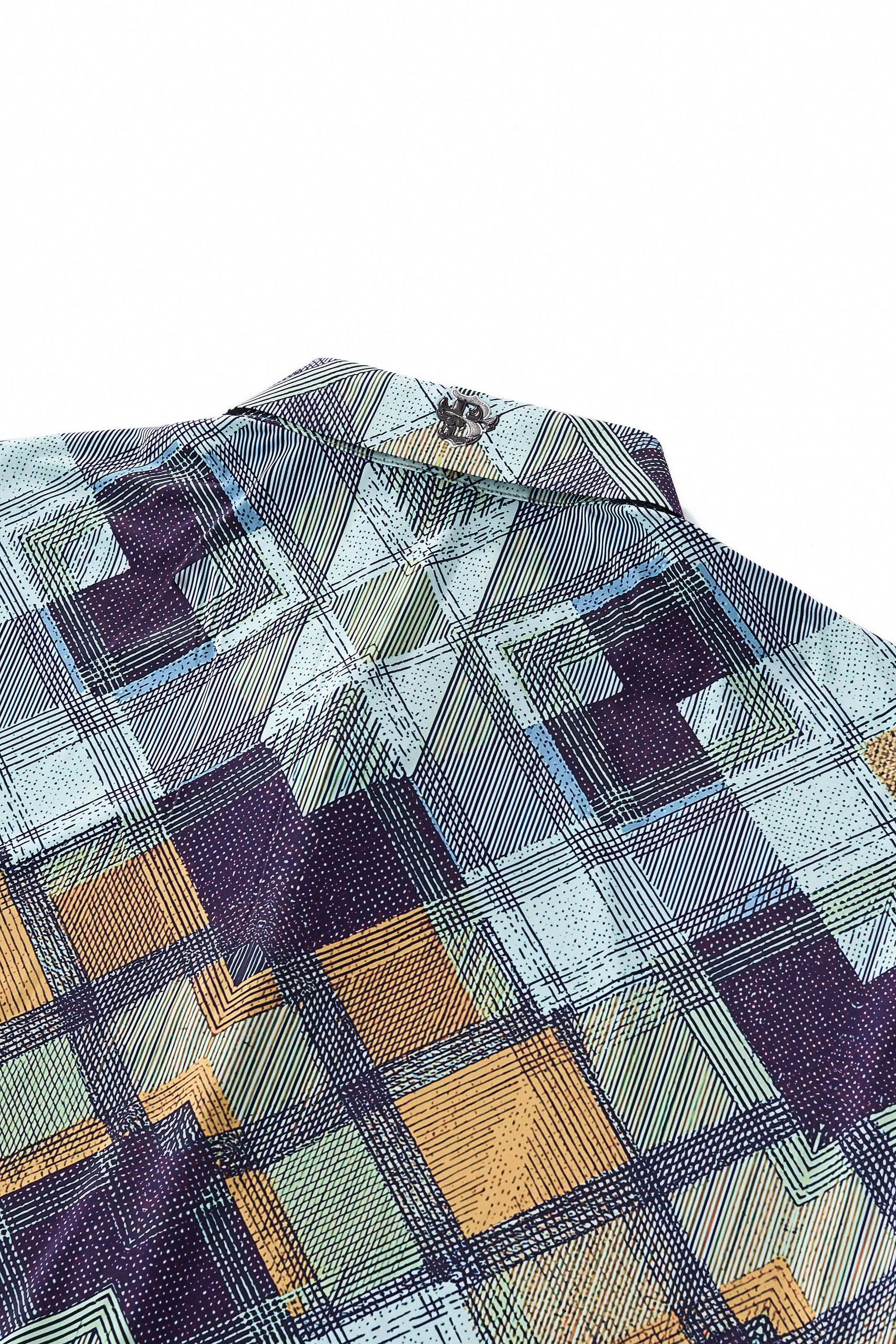 Diamond Plaid Stretch Shirt – El Baron KHAKI - Image 3