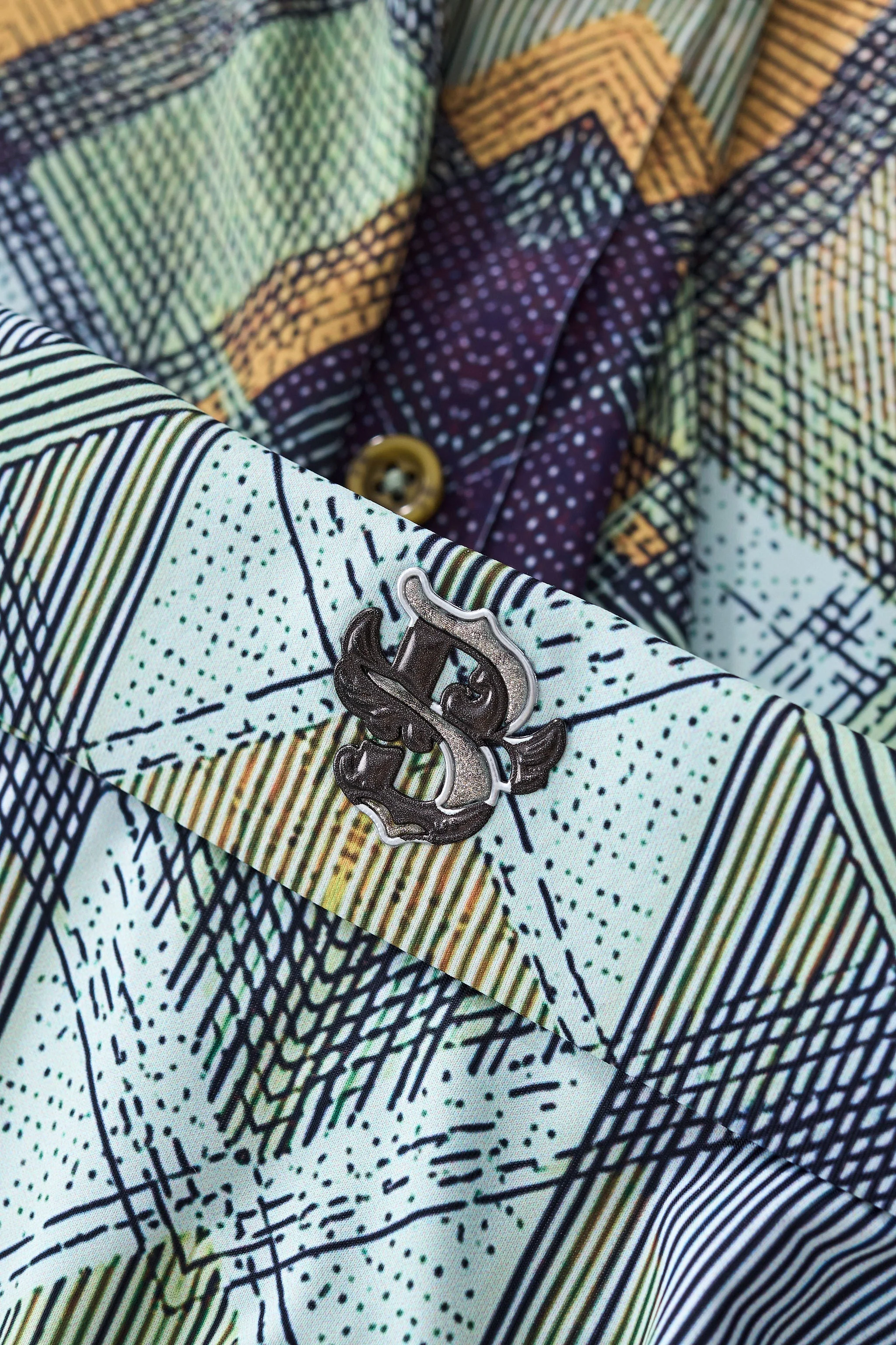 Diamond Plaid Stretch Shirt – El Baron KHAKI - Image 5