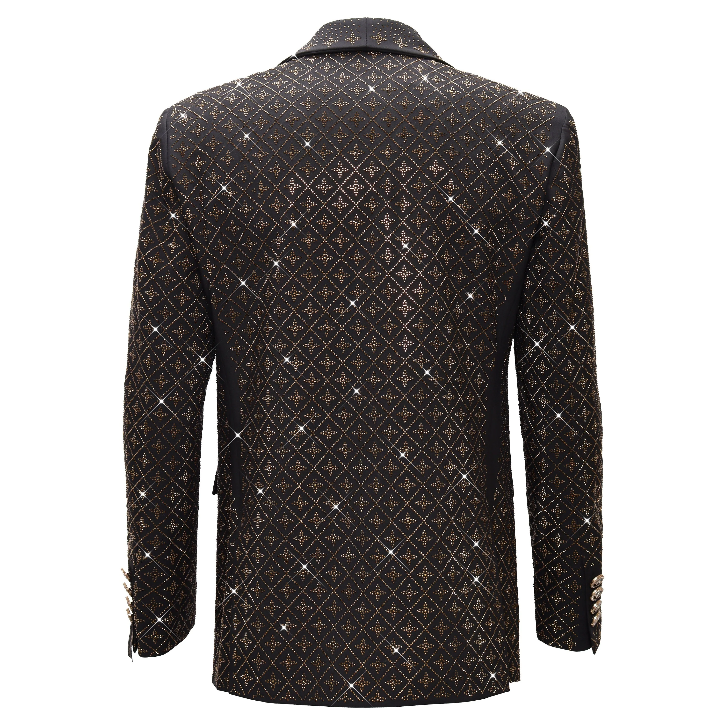 Elegant Blazer with Sparkling Embellishments BLACK/GOLD - Image 2