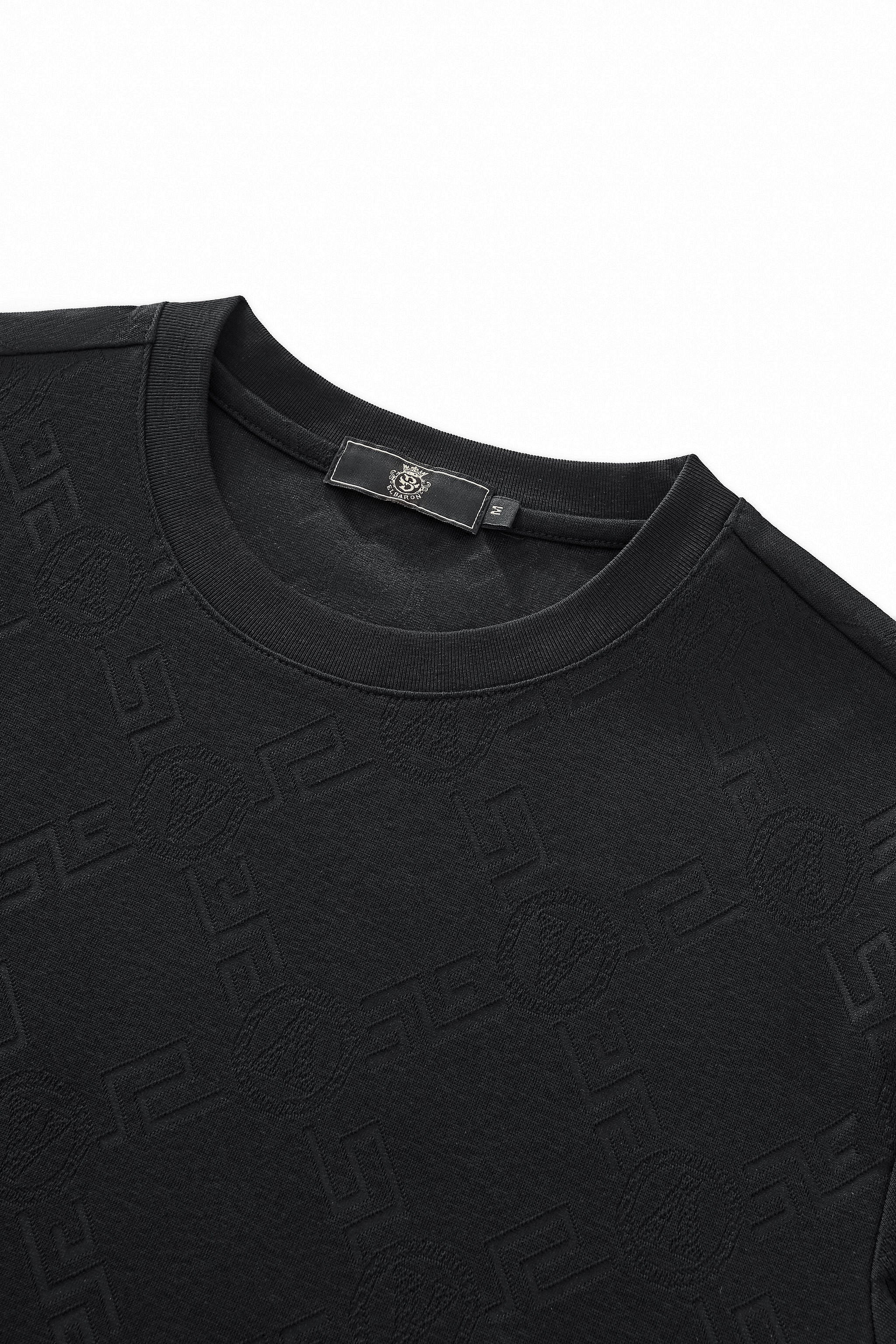 Embossed Monogram Tee – El Baron BLACK - Image 3