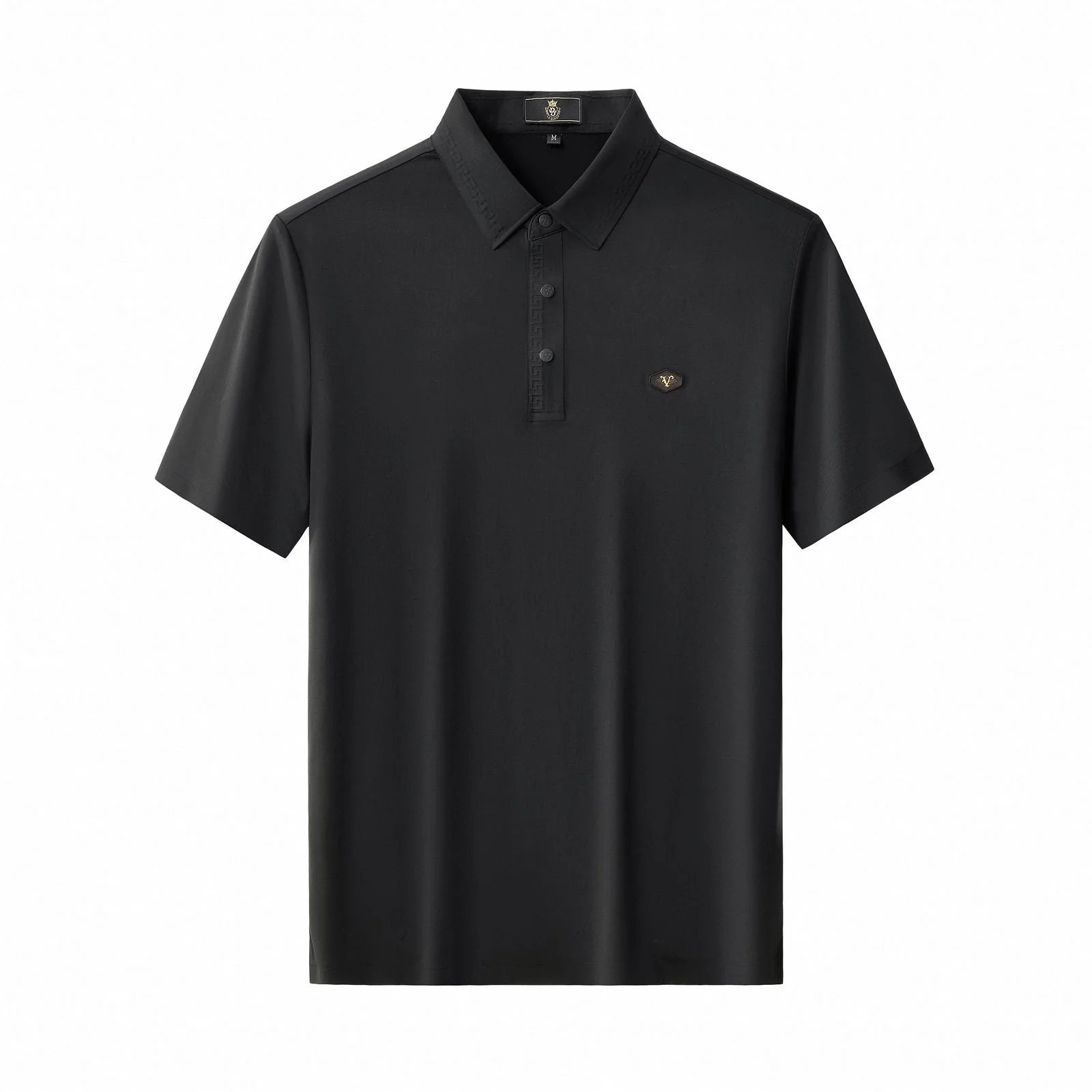 Embossed Placket Performance Polo – El Baron BLACK