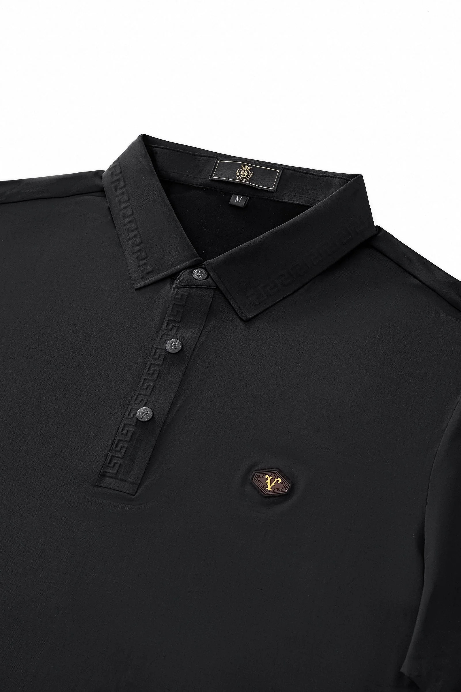 Embossed Placket Performance Polo – El Baron BLACK - Image 3