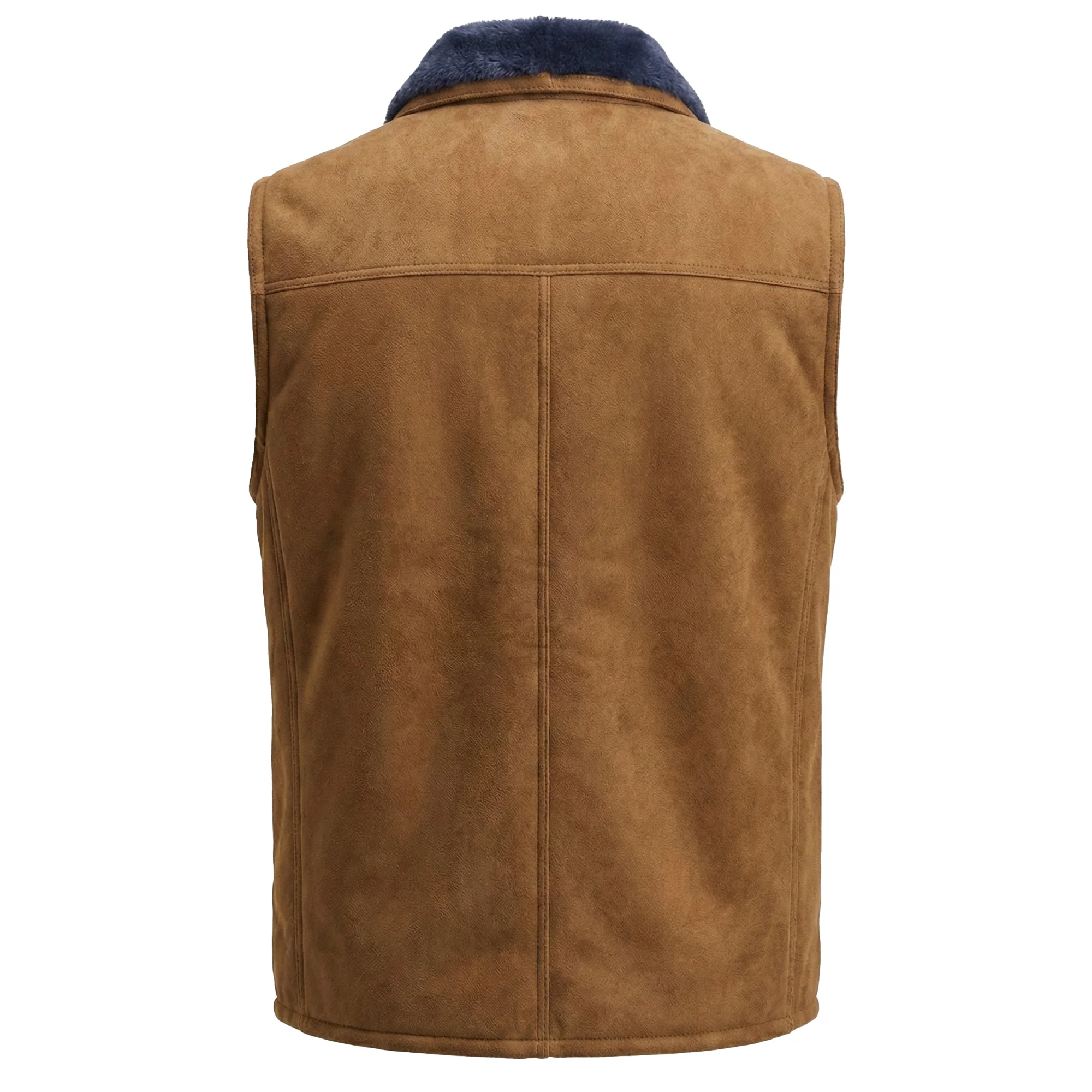 Emelda Cognac Suede Merino Wool Shearling Vest - Image 2