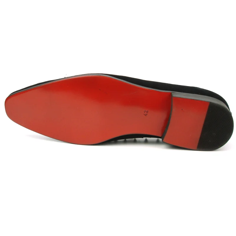 Fiesso Black Suede Silver Spiked Loafers - Image 3