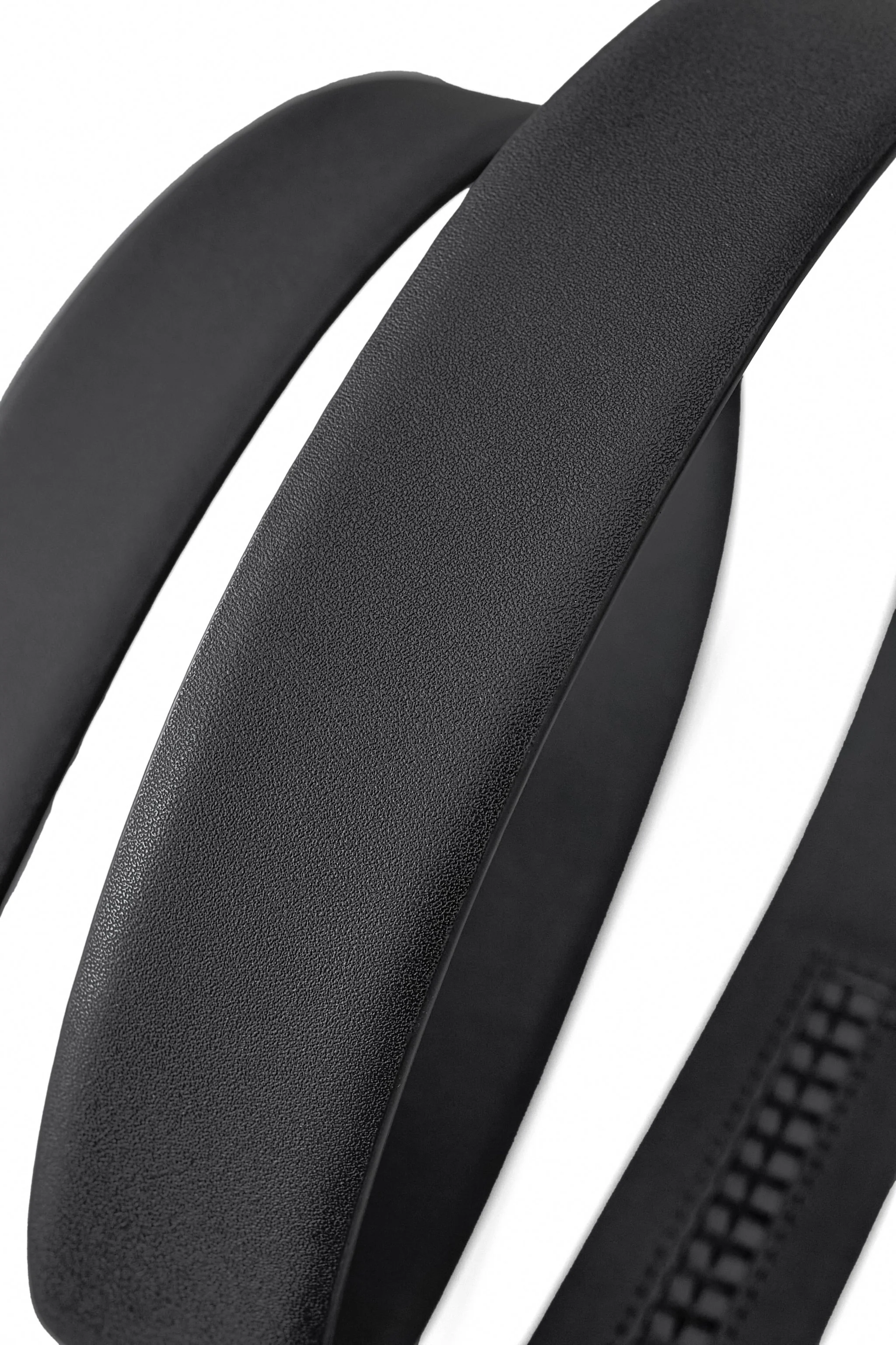 Flat Leather Auto Buckle Belt BLACK/BLACK - Image 4