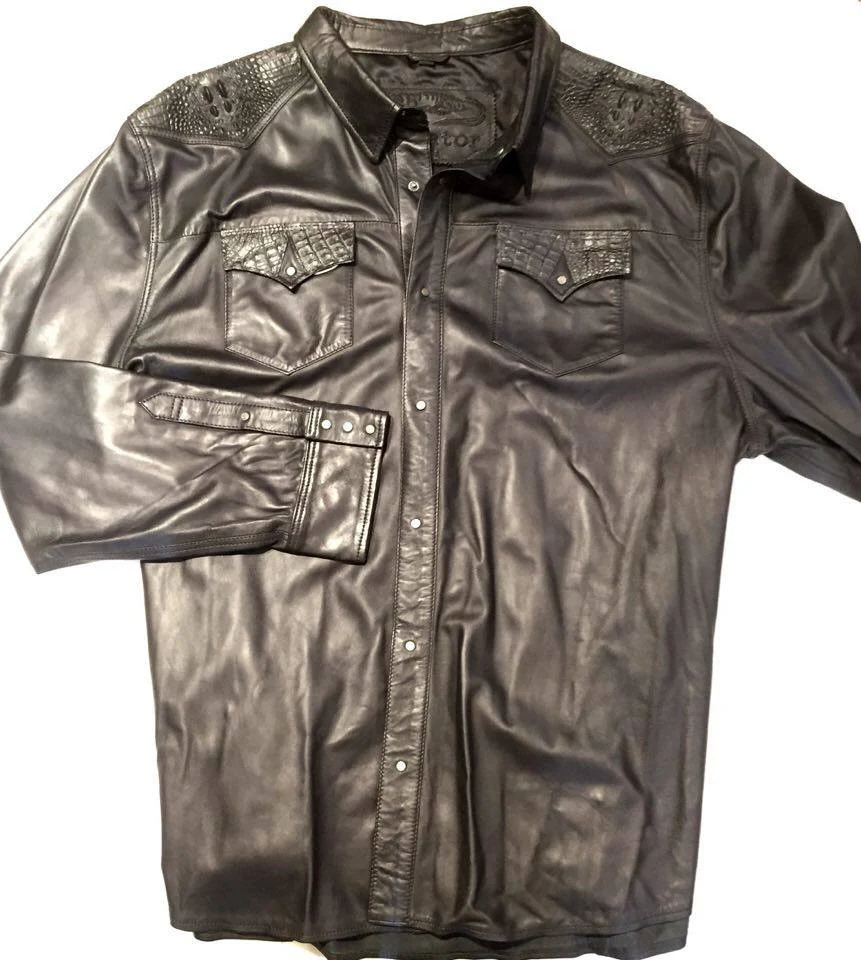 G-Gator - Alligator/Lambskin Button-Up Shirt - Image 6