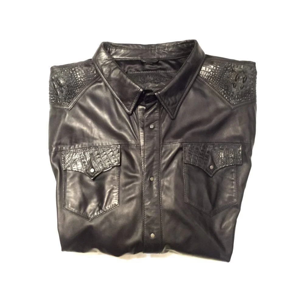 G-Gator - Alligator/Lambskin Button-Up Shirt - Image 8