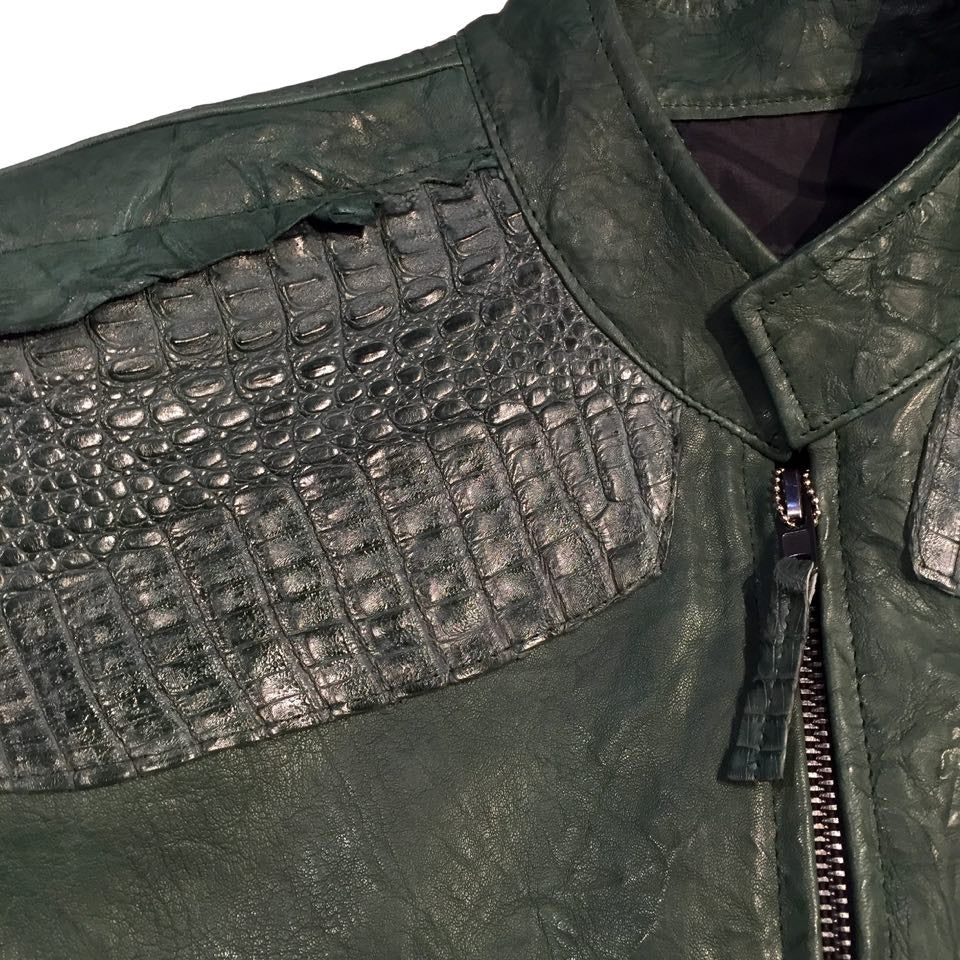 G-Gator Alligator/Lambskin Rough Cut Leather Jacket - Image 4