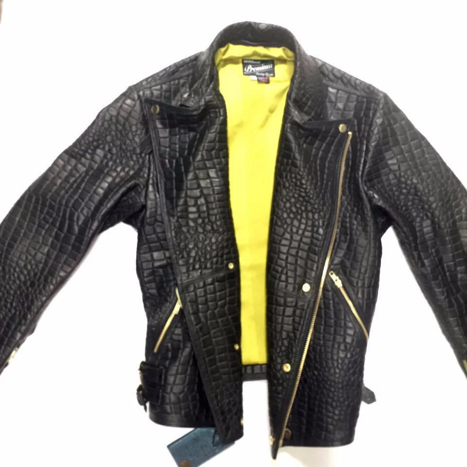 G-Gator Alligator Embossed Lambskin Moto Jacket - Image 2