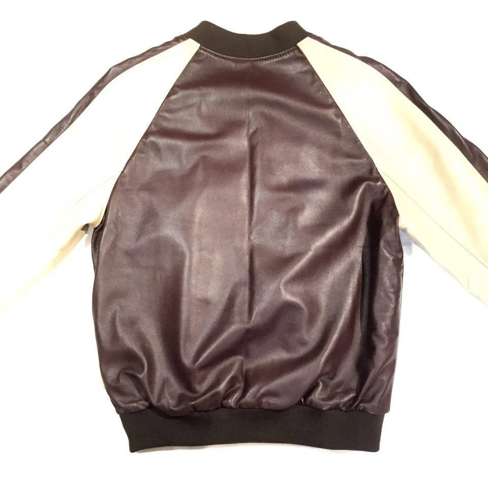 G-Gator Chocolate/Biege Lambskin Varsity Jacket - Image 3