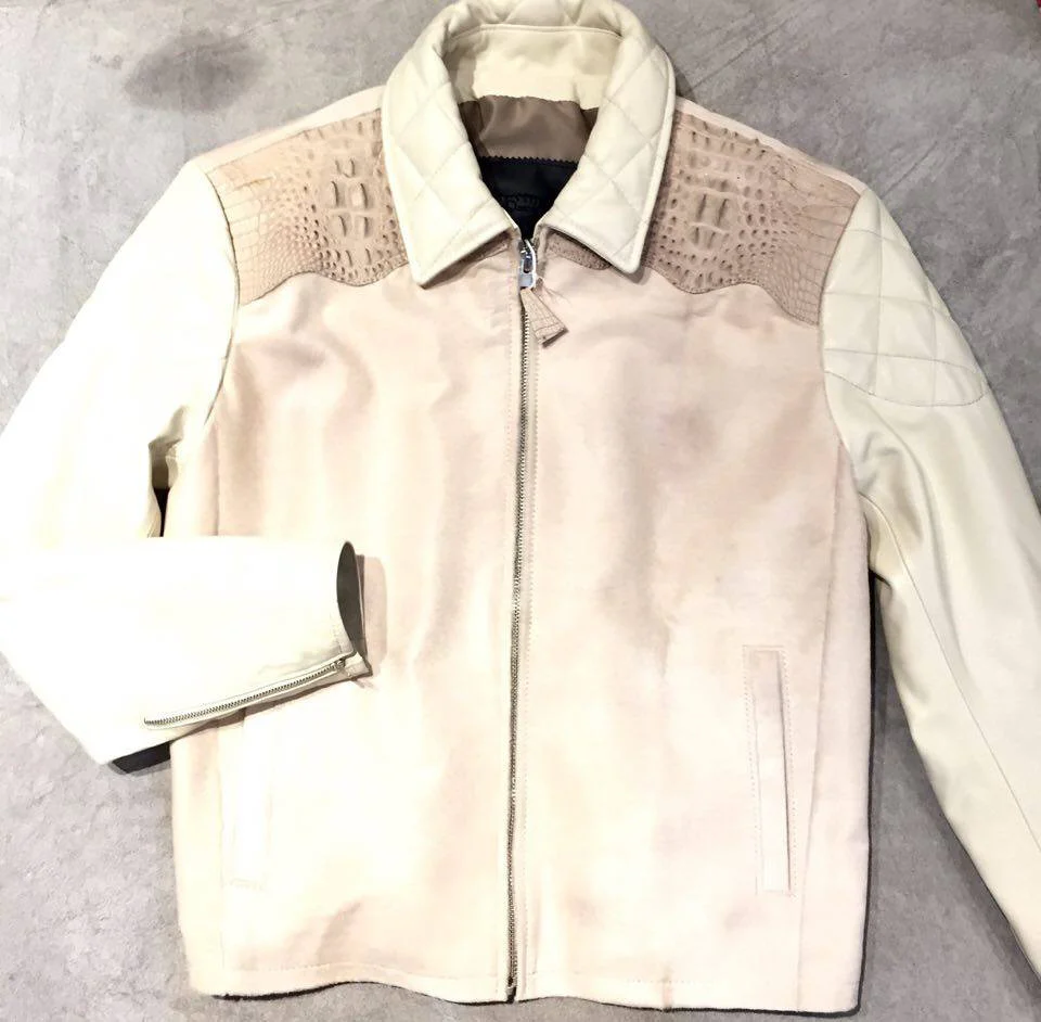G-Gator Cream Pony Hair/Alligator Blouson Jacket - Image 5