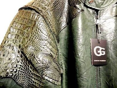 G-Gator Forest Green Crocodile/Lambskin Biker Jacket - Image 3