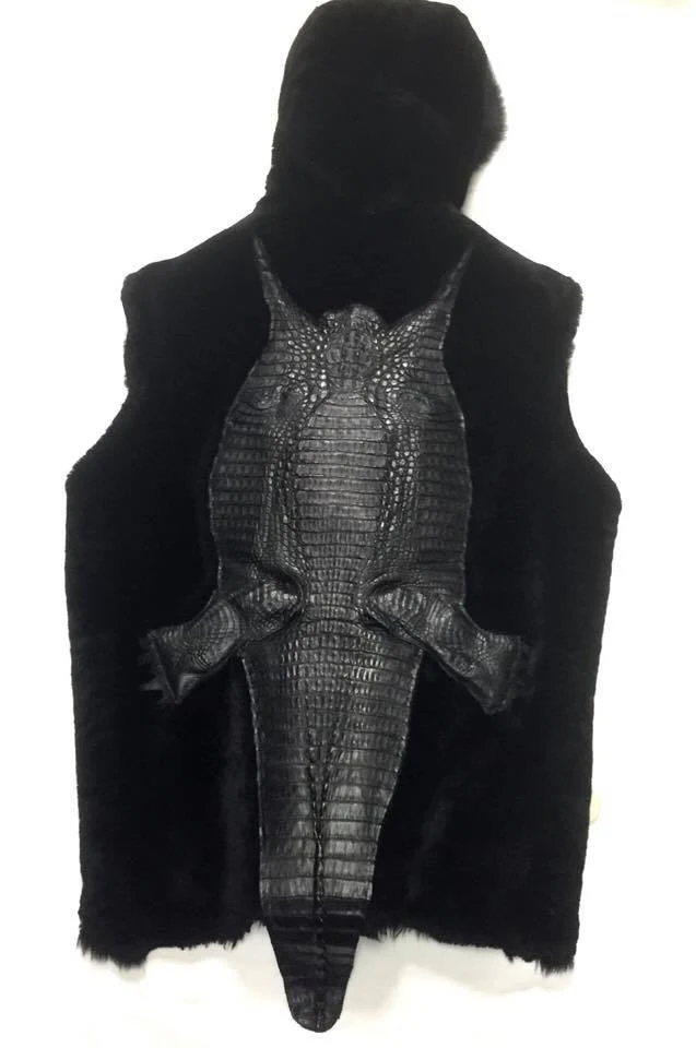 G-Gator Full Alligator Body Hooded Mouton Vest - Image 3