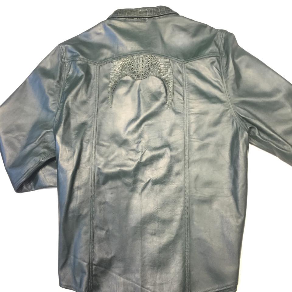 G-Gator Forest Green Gator/Lambskin Button-Up Shirt - Image 6