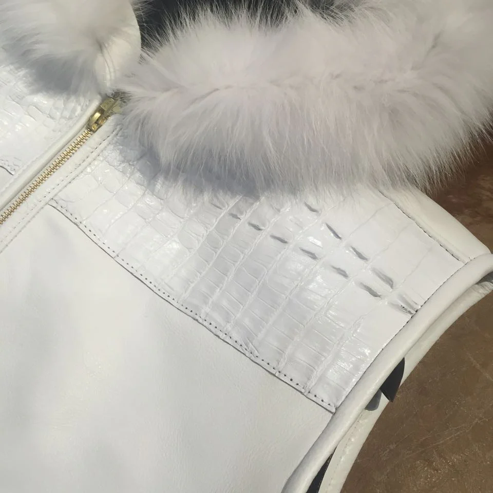 G-Gator - Hooded Crocodile/Lambskin Vest w/ Fox Fur Trim - Image 3