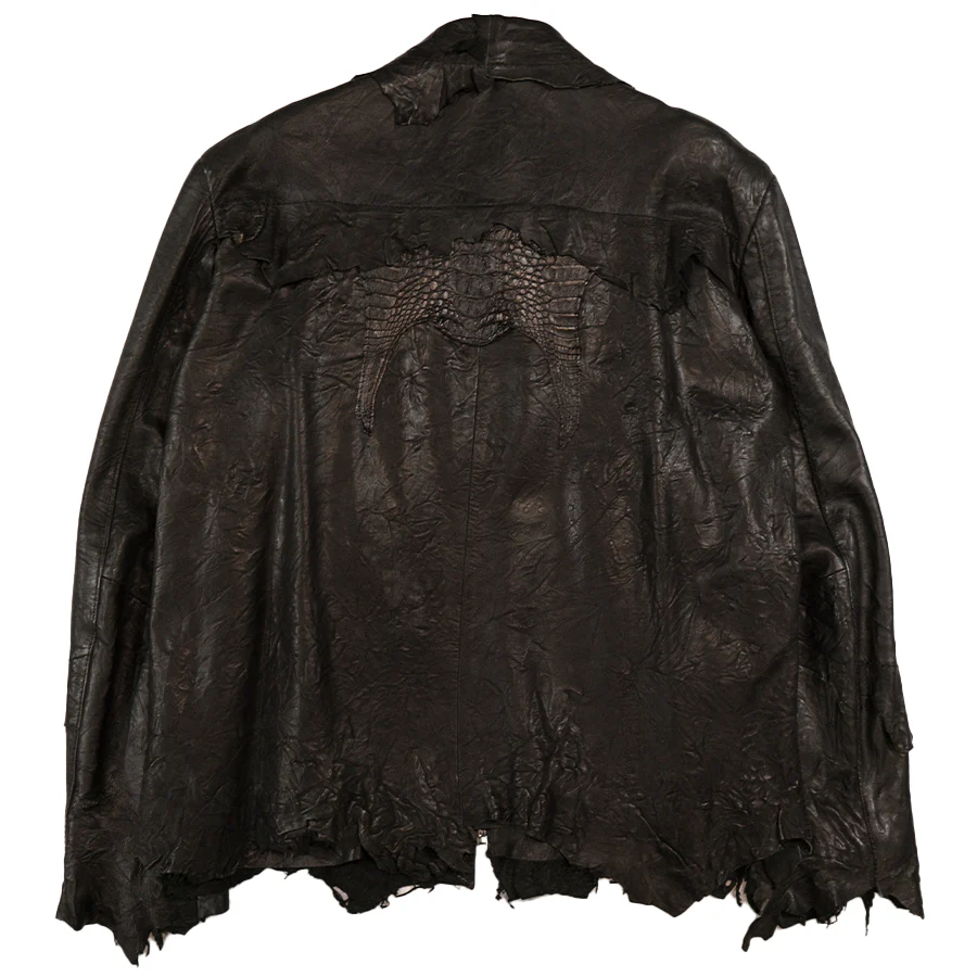 Kashani Jet Black Crocodile/Lambskin Bomber Jacket - Image 3