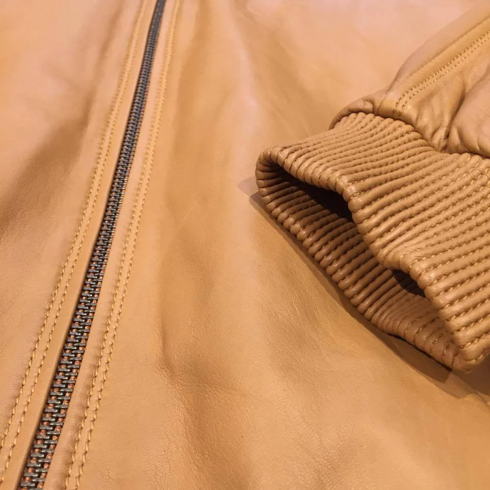 G-Gator Tan Leather Lambskin Varsity Jacket - Image 4