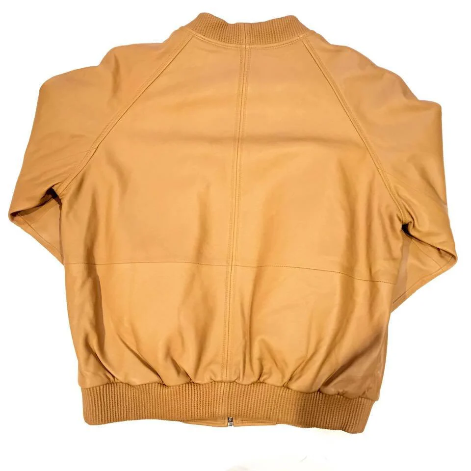 G-Gator Tan Leather Lambskin Varsity Jacket - Image 5