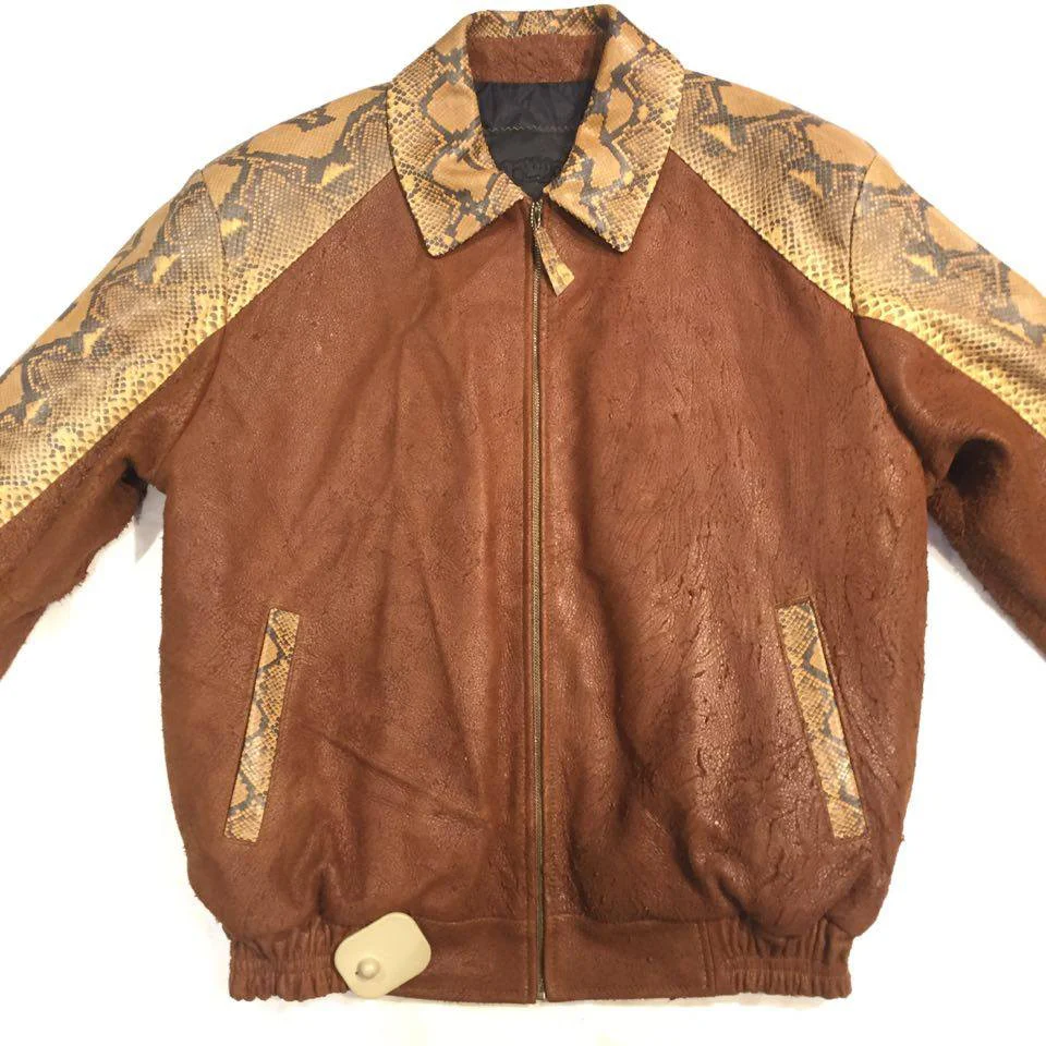 G-Gator Natural Diamond Back Snake/Suede Bomber Jacket - Image 2