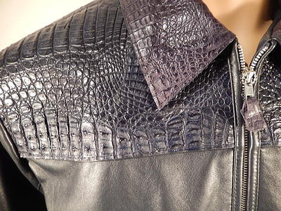 G Gator - Navy Horn Back Crocodile and Lambskin Jacket - Image 2