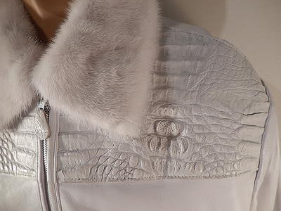 G Gator - White Crocodile Mink and Lambskin Jacket - Image 3