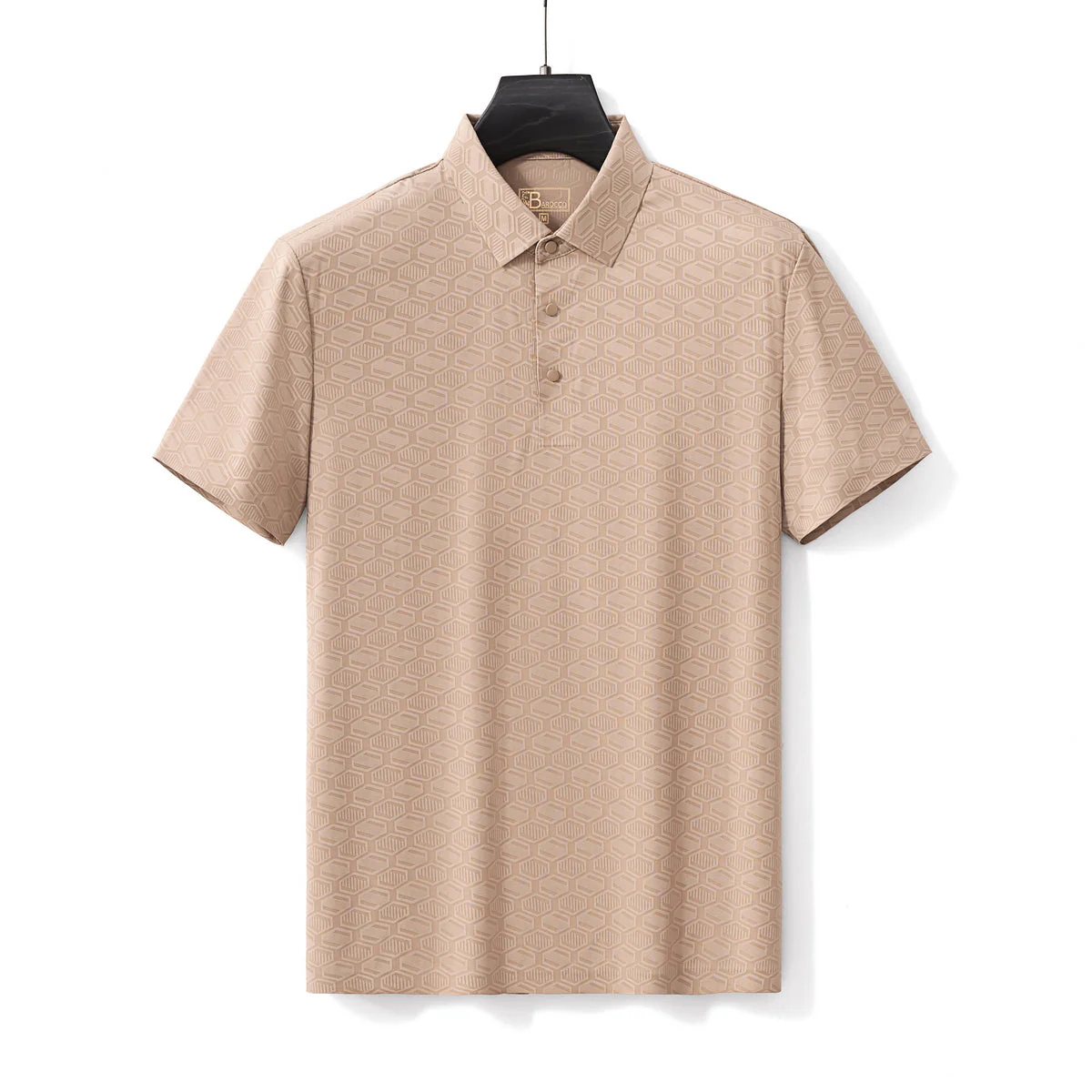 Geo Texture Stitchless Men's Polo Khaki