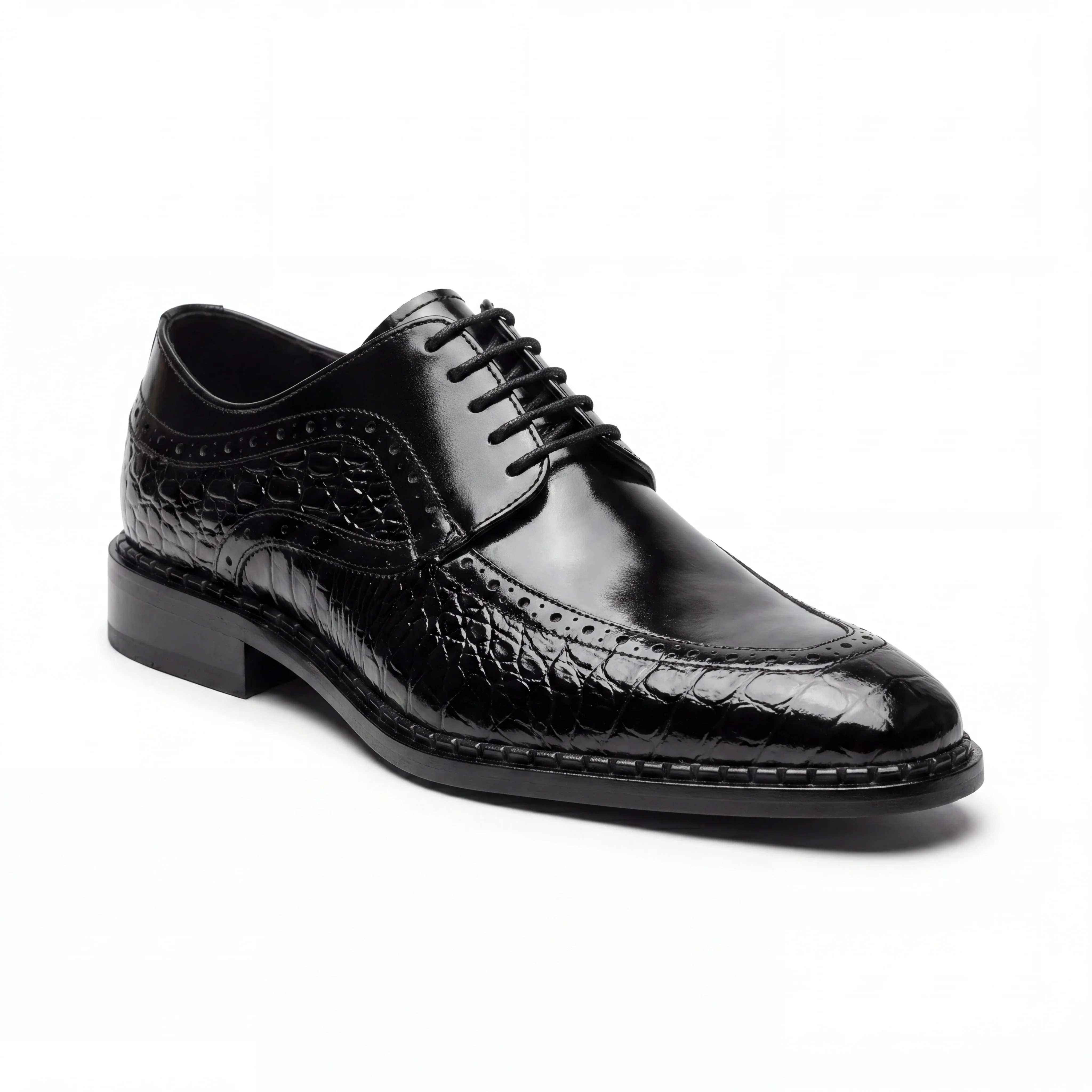 Giovanni Terence Black Embossed Crocodile Dress Shoes