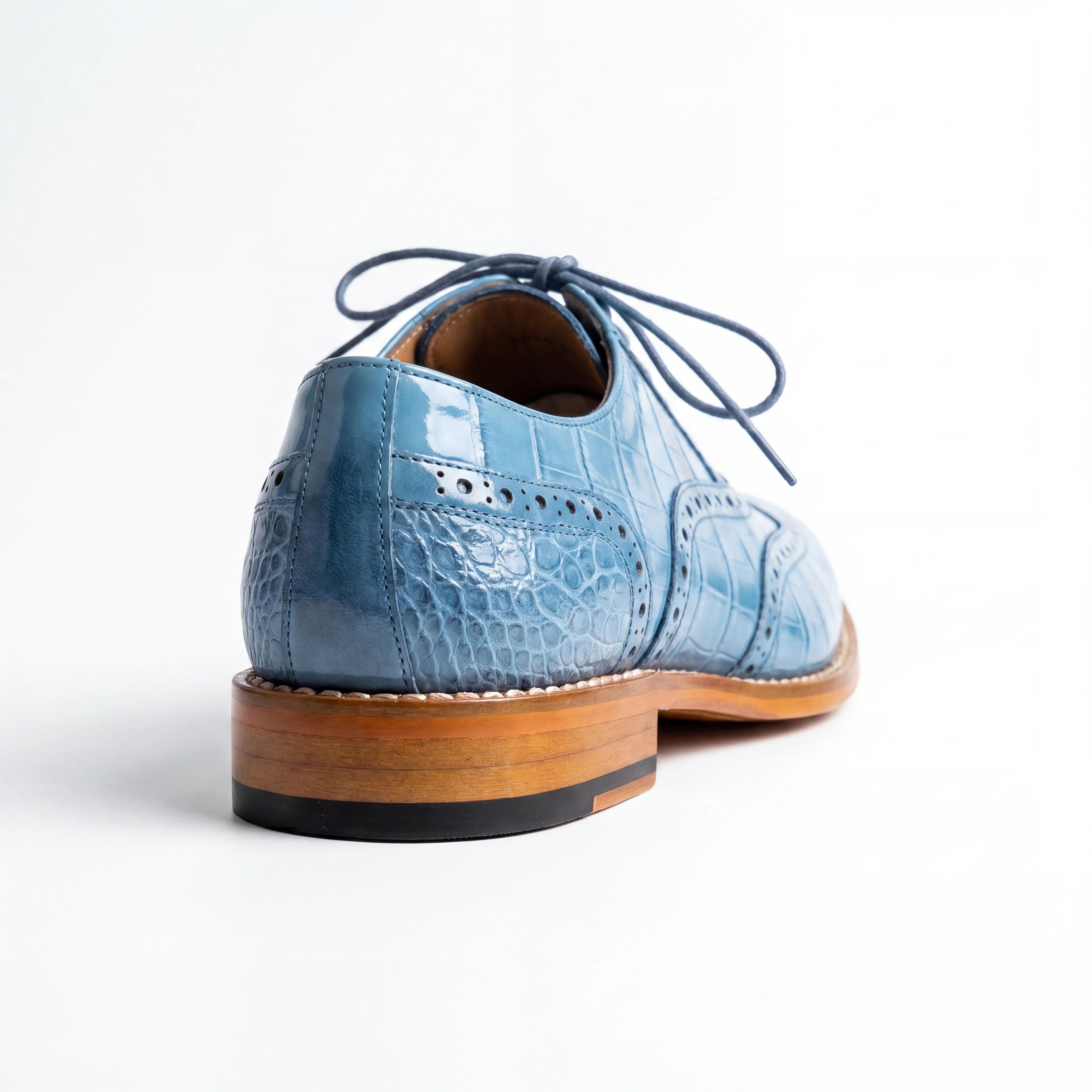 Giovanni Terence Light Blue Embossed Crocodile Dress Shoes - Image 3