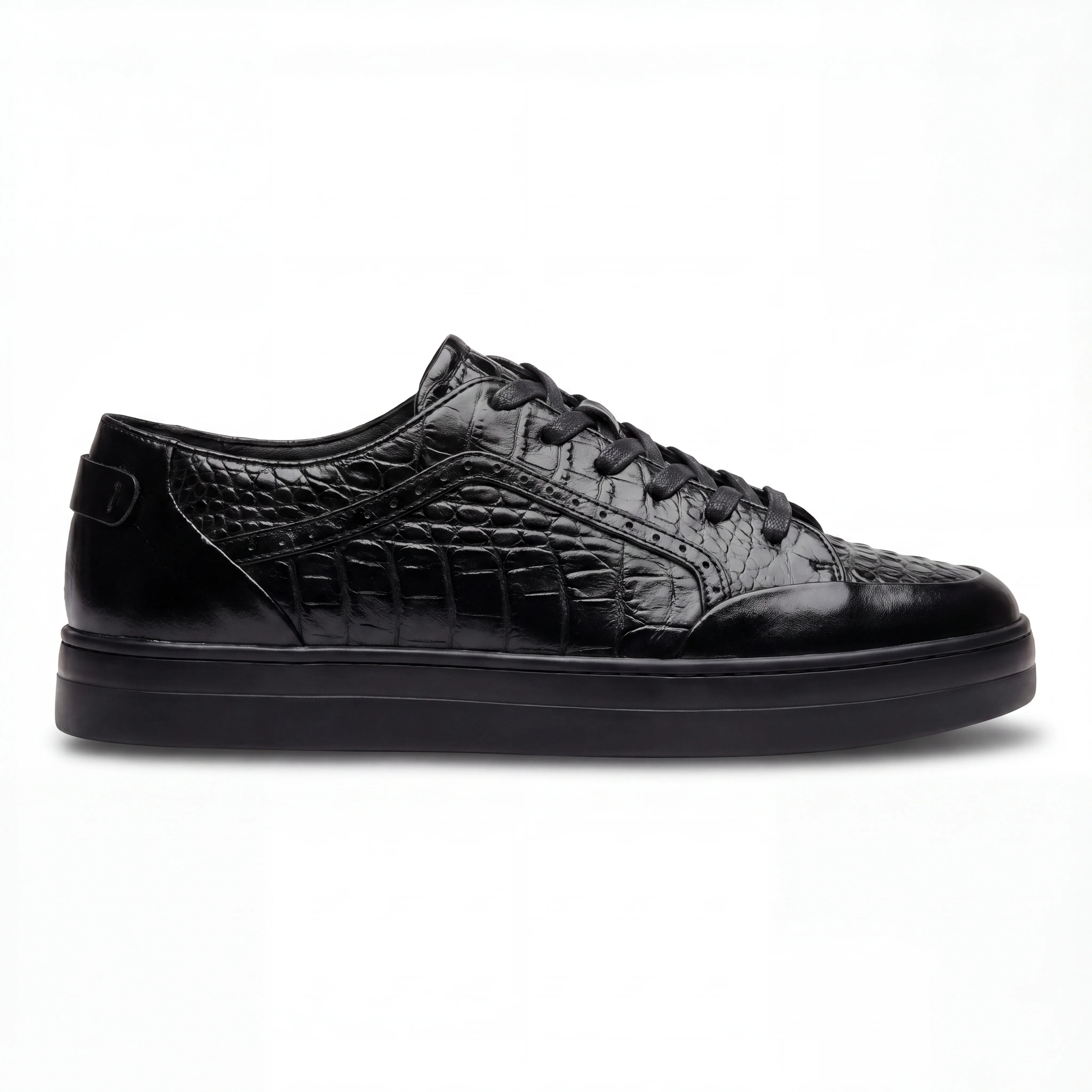 Giovanni Timo Black Embossed Crocodile Sneakers - Image 2