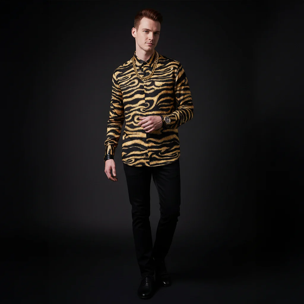 Golden Mirage Stitchless LS Shirt BLACK/BROWN - Image 2