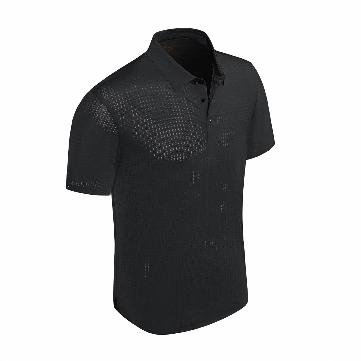 Grid Texture Stitchless Polo BLACK - Image 2