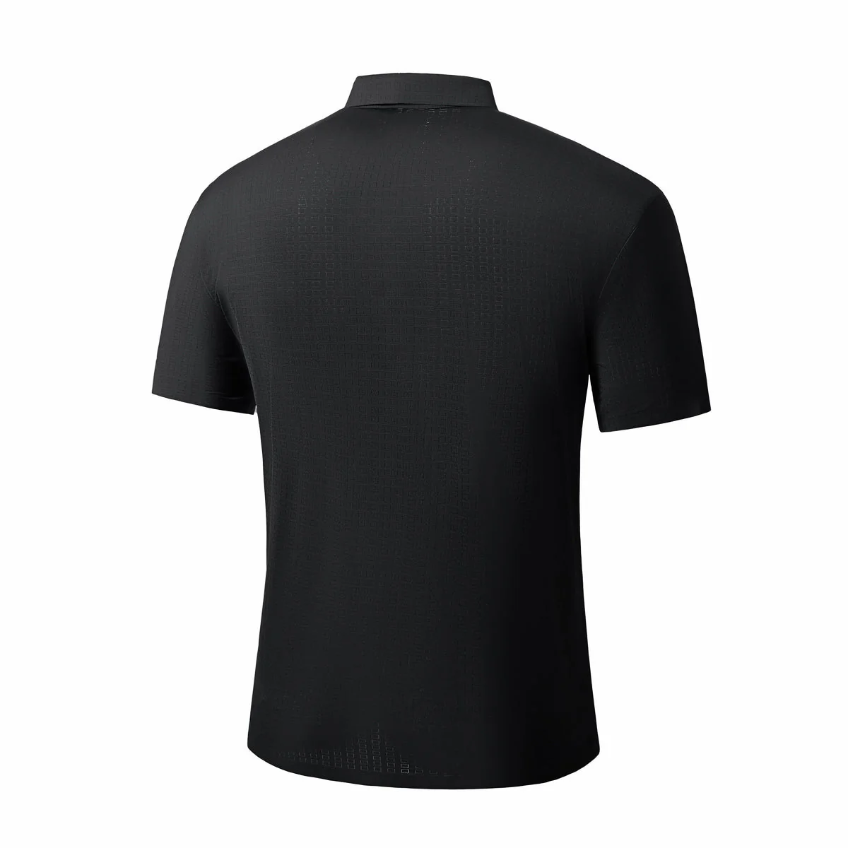 Grid Texture Stitchless Polo BLACK - Image 3