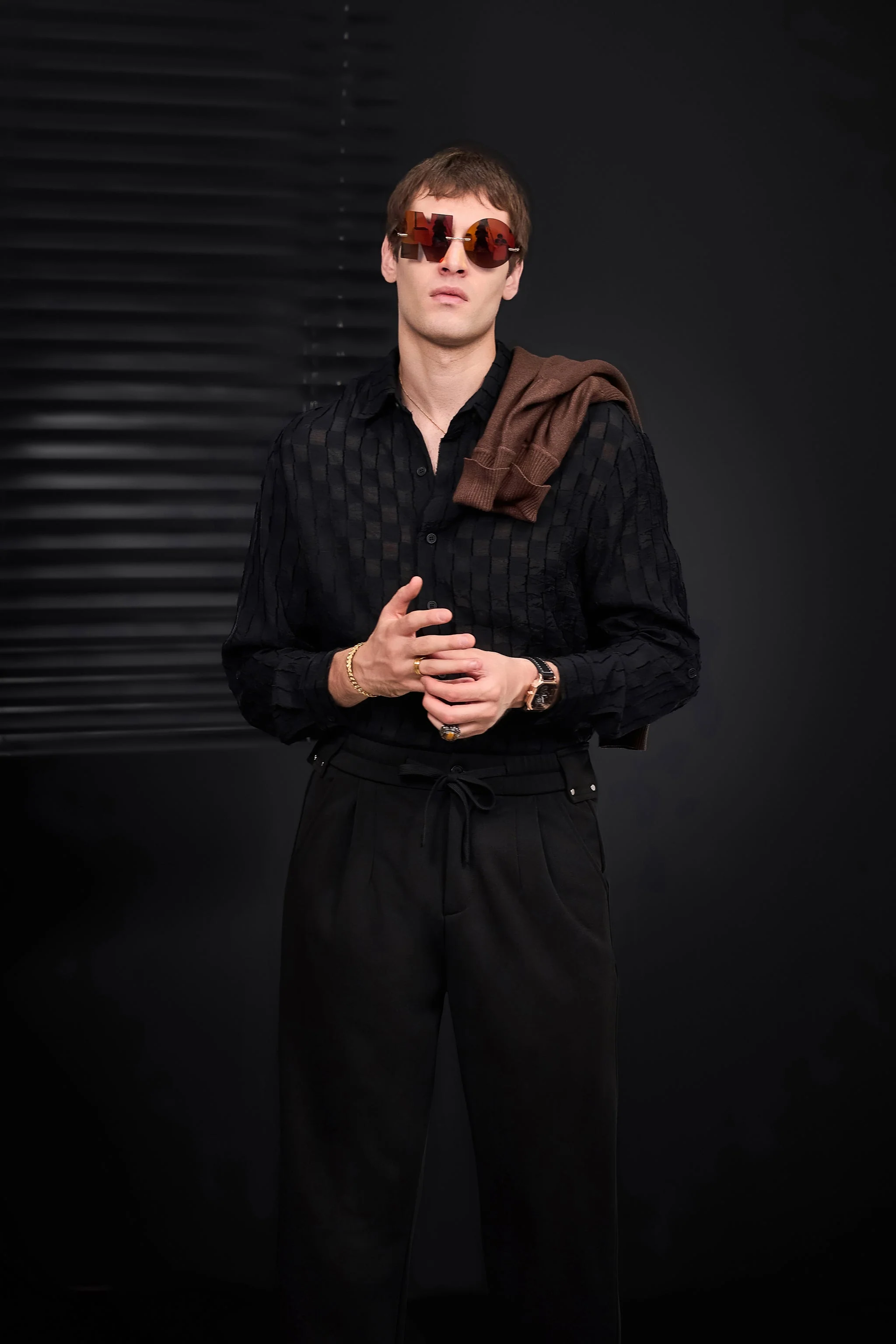 Haven Textured Long Sleeve Shirt BLACK - Image 17