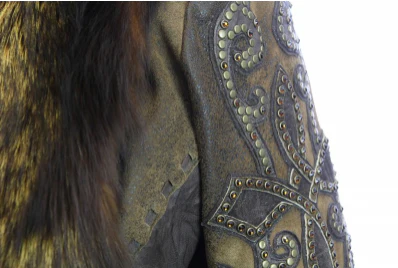 Hoss Couture Women's Natural Suede Fox Fur Swarovski Crystal Trench Coat - Image 6