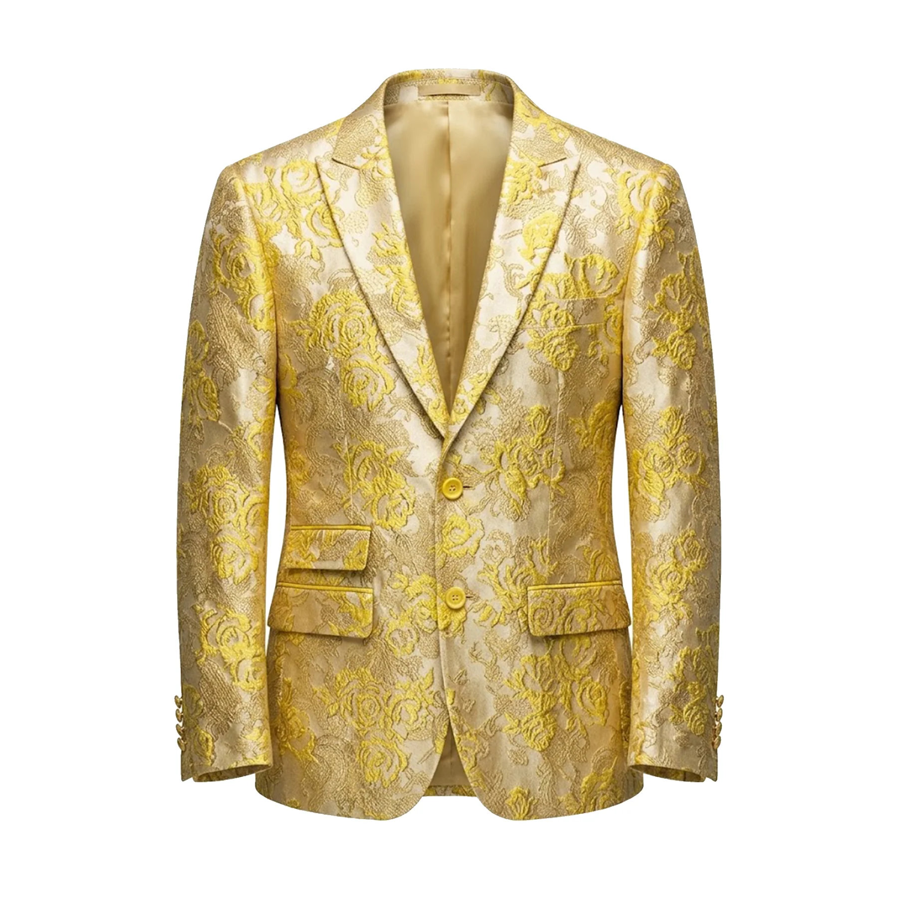 Inserch Gold Floral Jacquard Blazer