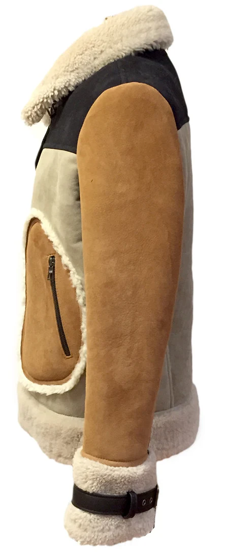 Jakewood - 710 Tobacco & Cream Shearling Bomber Jacket - Image 2
