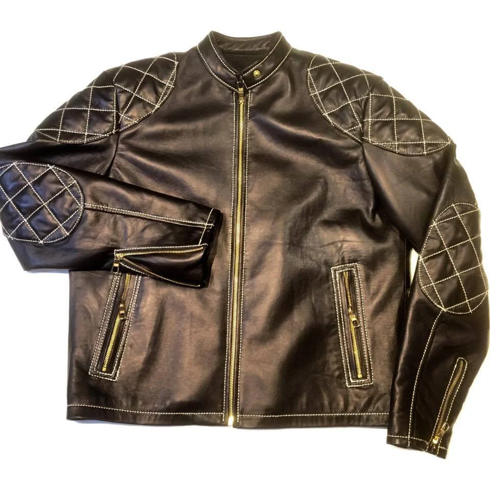 Jakewood Black Quilted Bomber Leather Jacket - Image 3