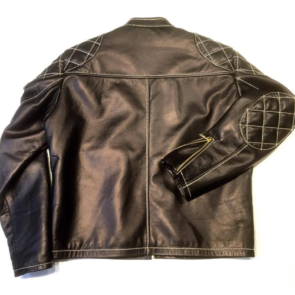 Jakewood Black Quilted Bomber Leather Jacket - Image 4