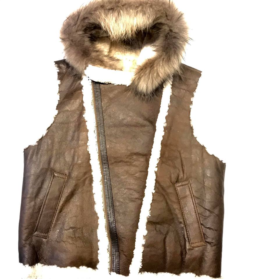 Jakewood Brown Shearling Fox Collar Vest - Image 4