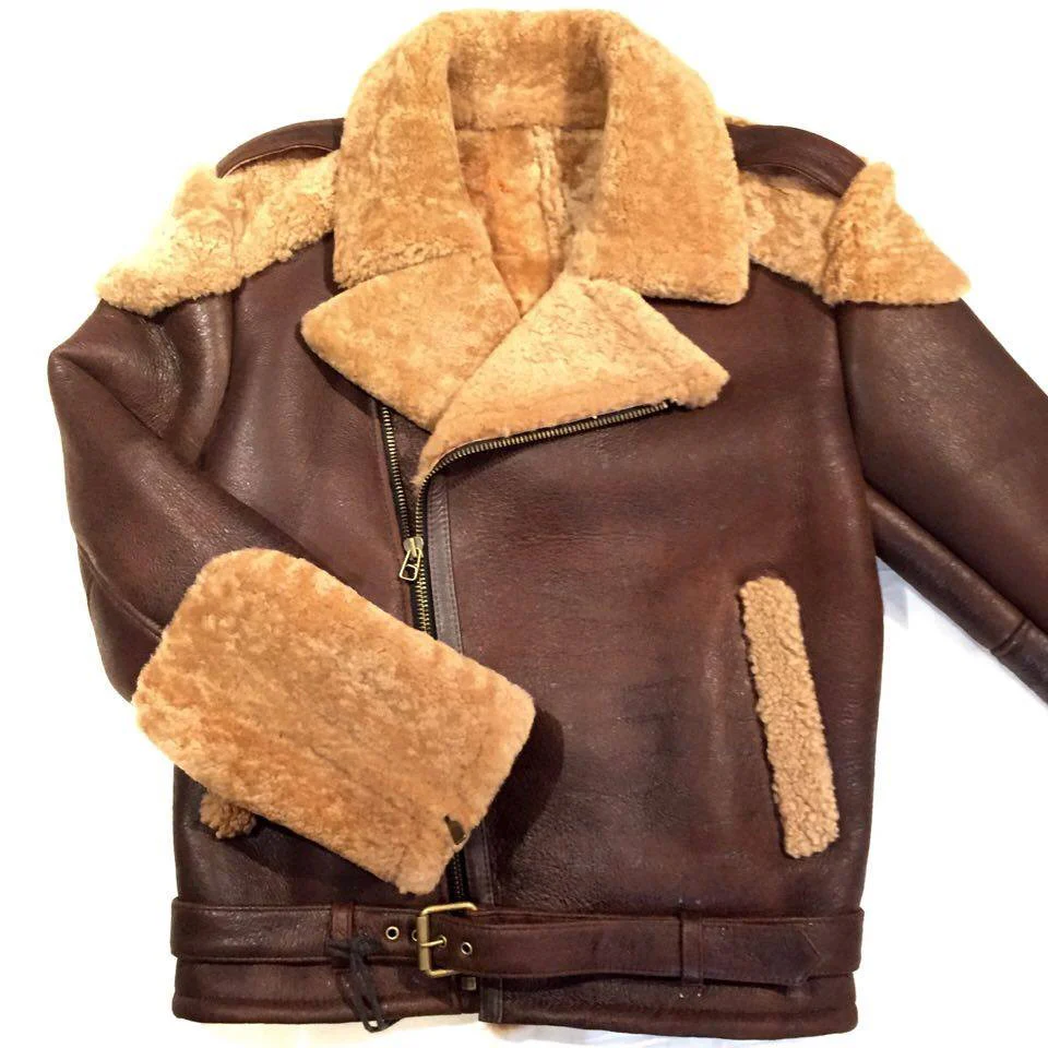 Jakewood Cocoa Biker Style Shearling Jacket - Image 4