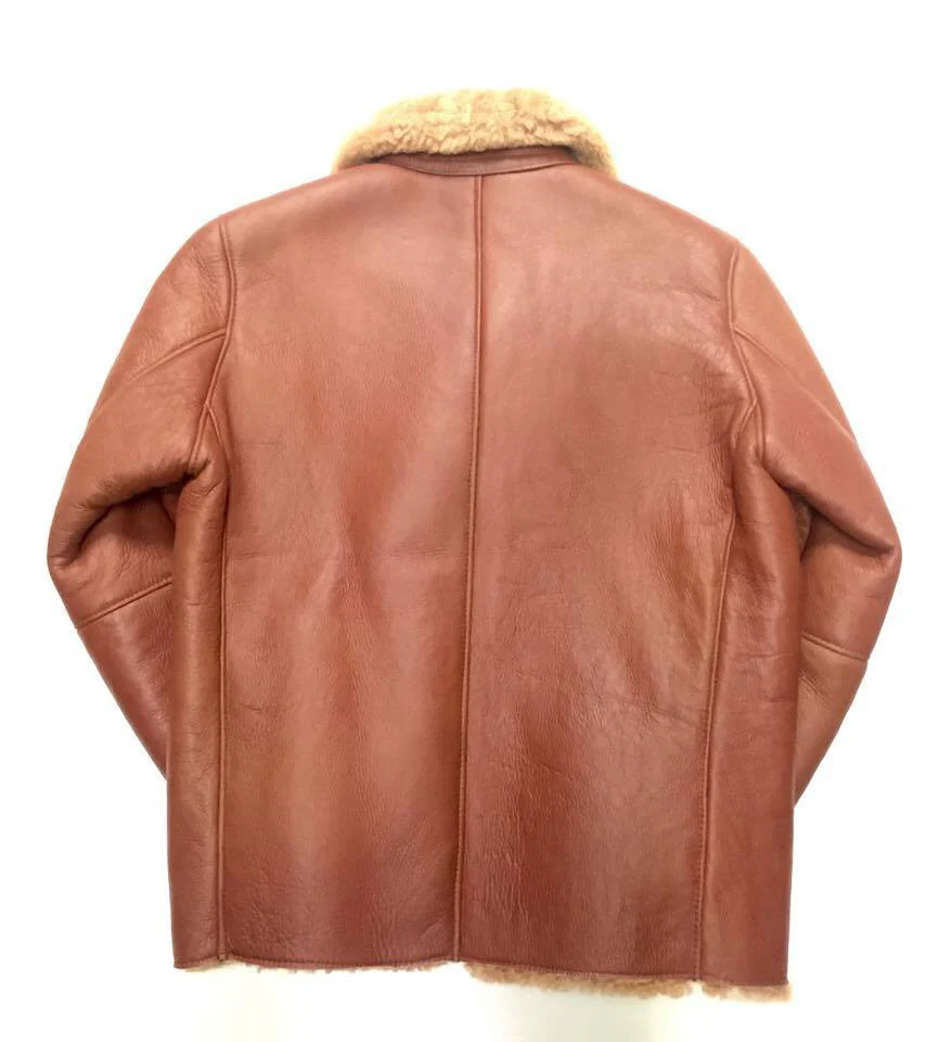 Jakewood Brown Double Breast Biker Style Shearling - Image 3