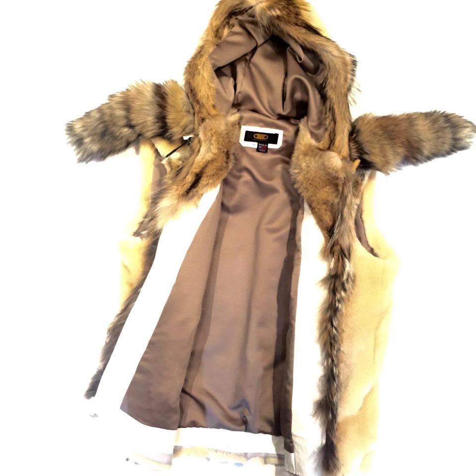 Jakewood Men's Natural Fox Tail Shearling Vest - Image 4