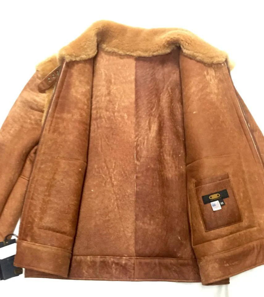 Jakewood Dune Suede Finish Shearling Bomber Jacket - Image 4