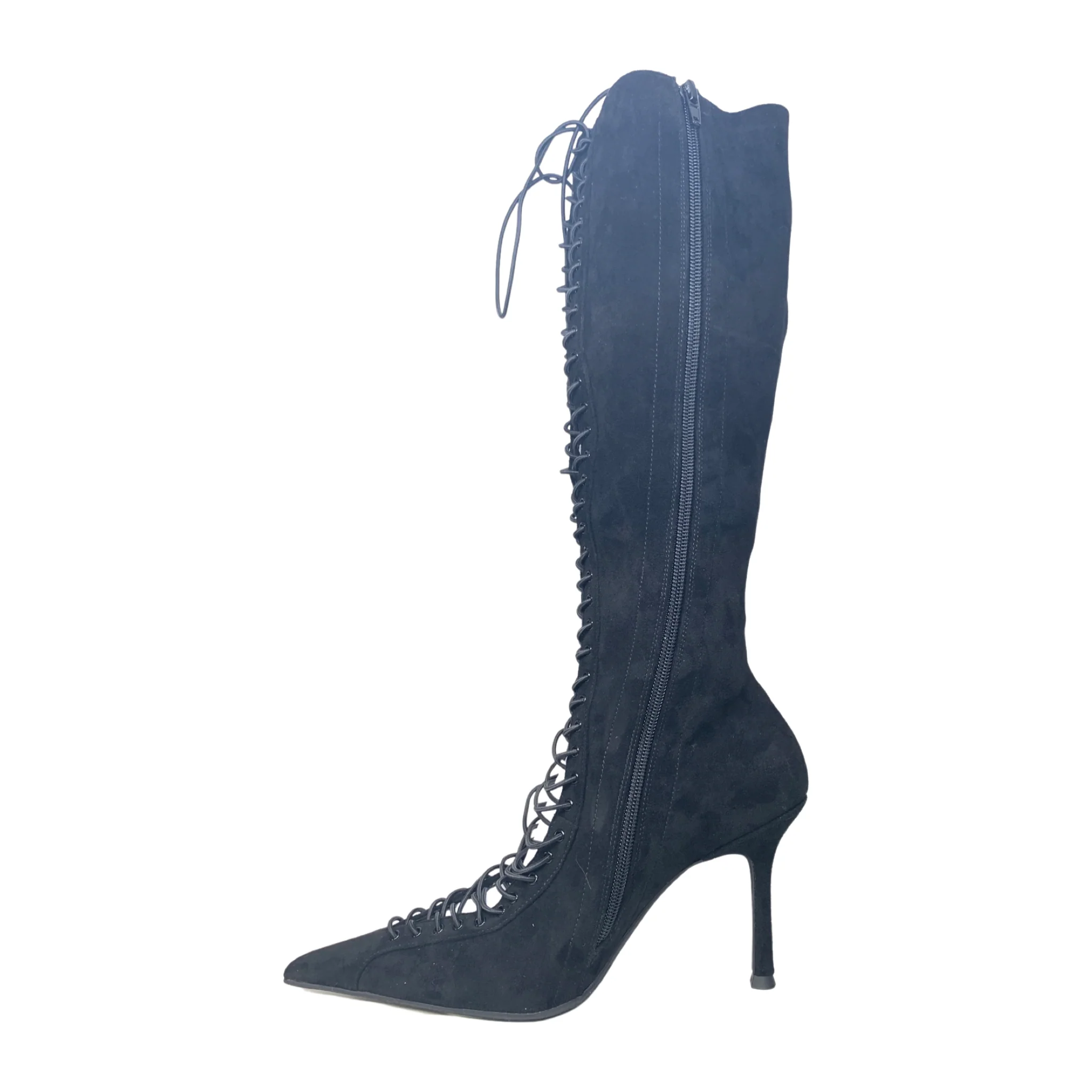 Jeffrey Campbell Disclose Black Suede Lace Up Knee Boots - Image 4