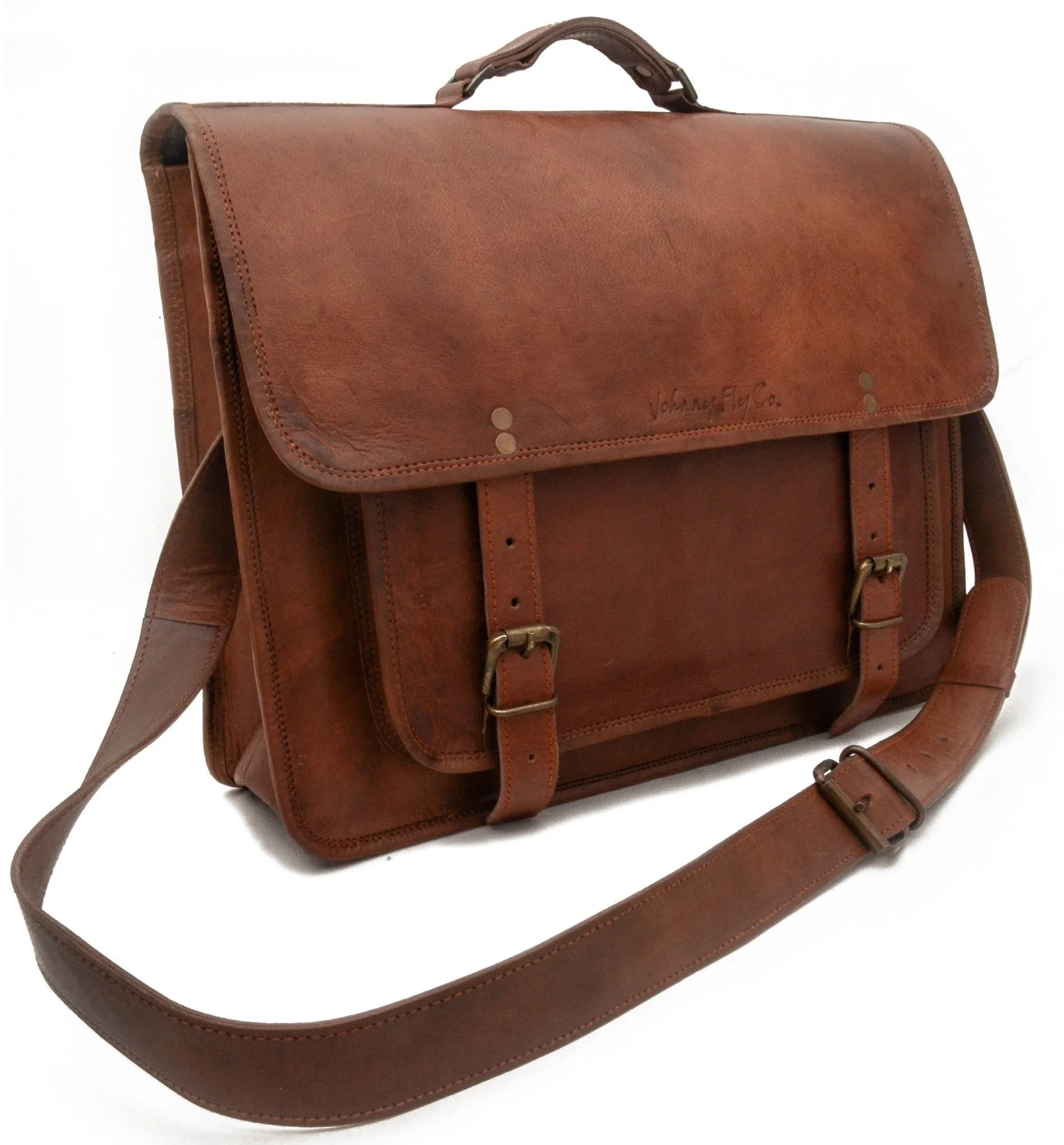 Johnny Fly Co. Leather Business Laptop Messenger - Image 12