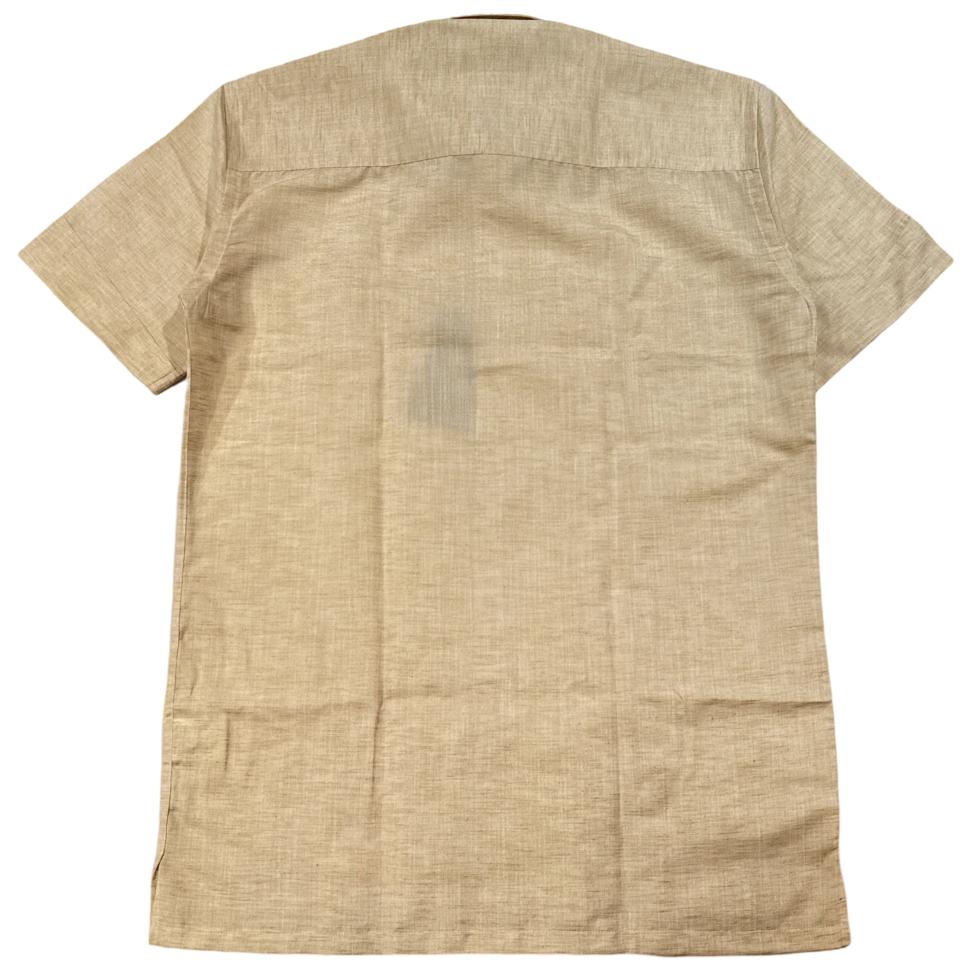 Johnny Q Men's Beige Cargo Pocket Short Sleeve Cigar Shirt - Image 2